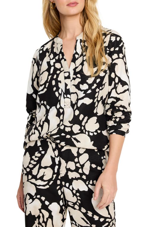 Nic + Zoe Evening Petal Woven Shirt In Black Multi In Black Multi