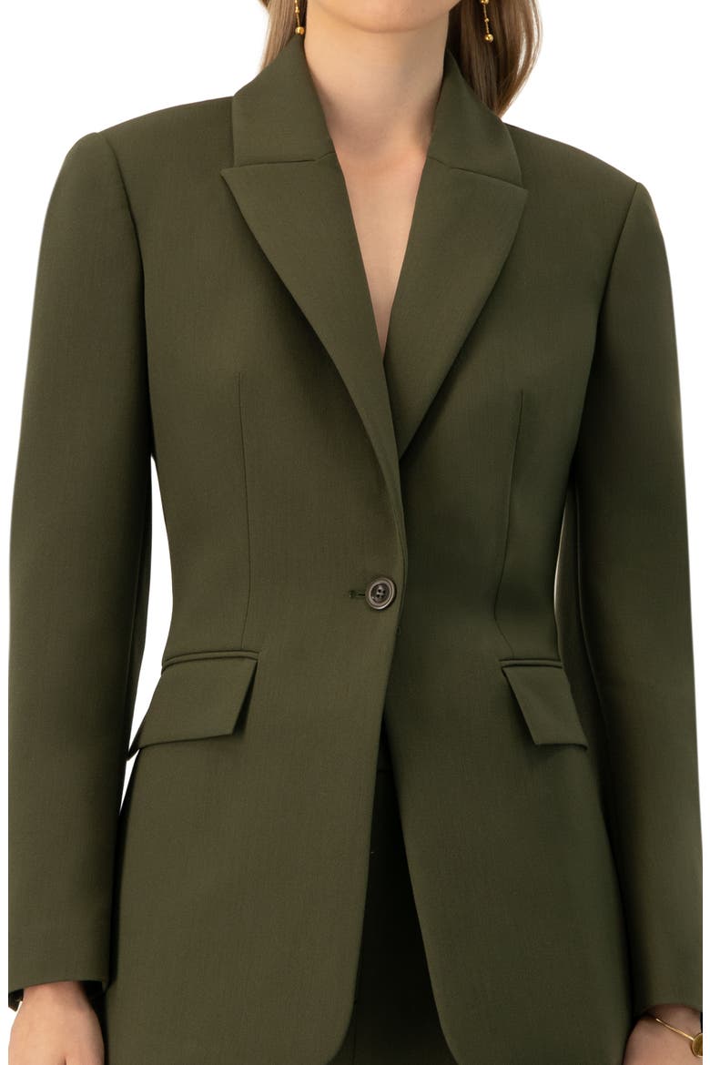 Single-Breasted Blazer With Front Flap Pockets, Alternate, color, Green