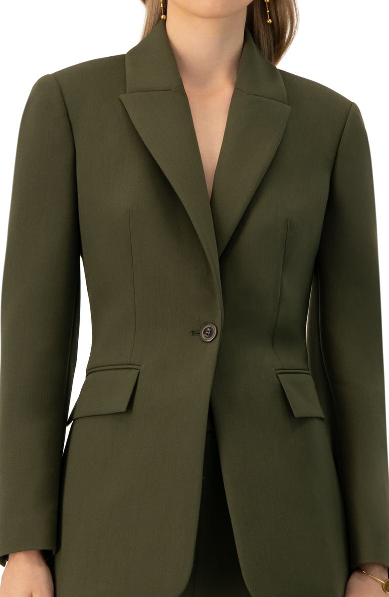 IVONNE Single-Breasted Blazer With Front Flap Pockets, Alternate, color, Green
