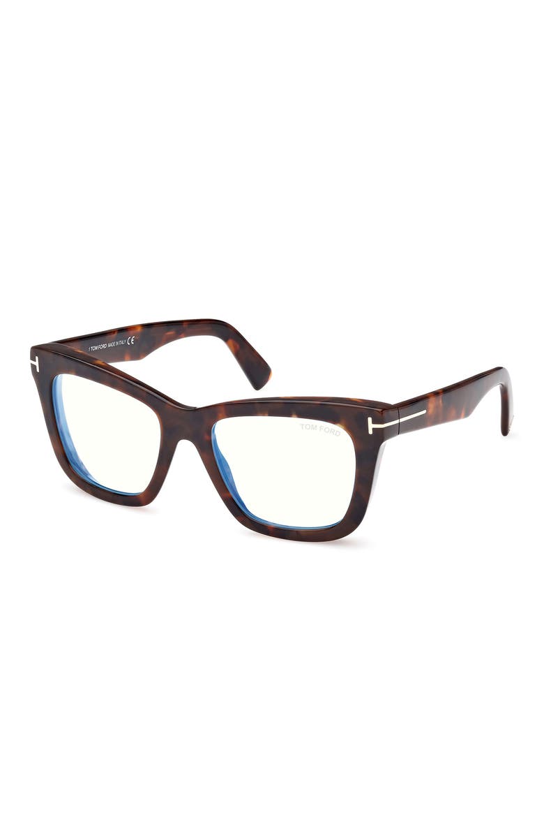 52mm Square Blue Light Blocking Glasses, Alternate, color, DARK HAVANA