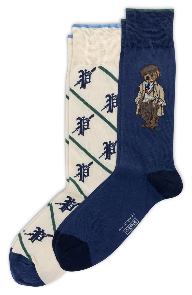 Polo Ralph Lauren Assorted 2-Pack Crew Socks, Main, color, Navy