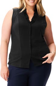 NIC+ZOE Ruffle Around Mixed Media Sleeveless Top