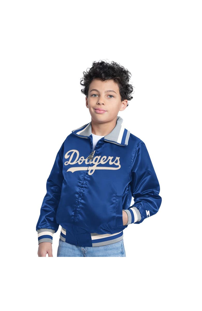 STARTER Youth Starter  Royal Los Angeles Dodgers The Captain Jr. Cooperstown Collection Full-Zip Varsity Jacket, Main, color, Royal