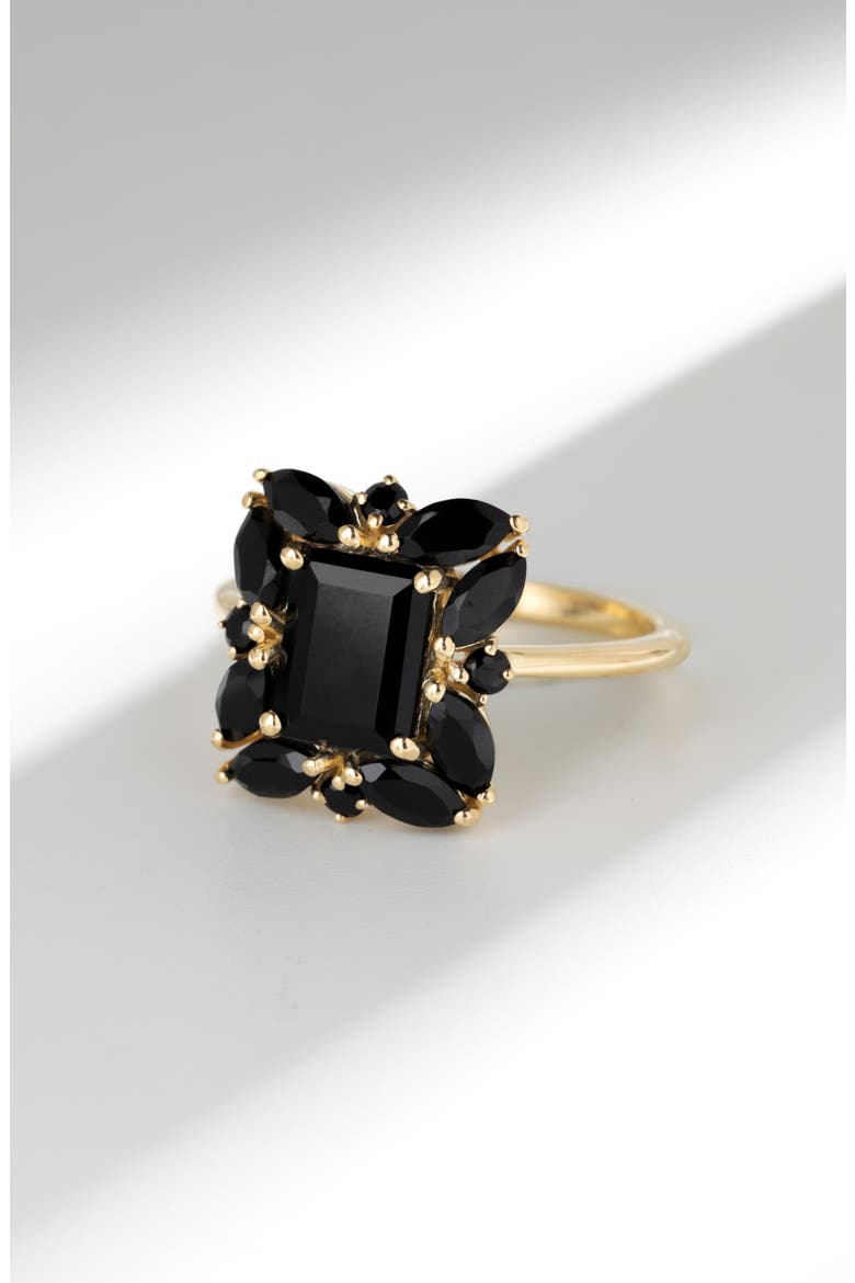 Black Onyx Cluster Ring, Alternate, color, BLACK
