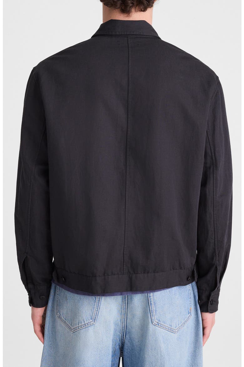 Zip Front Organic Cotton & Linen Jacket, Alternate, color, BLACK