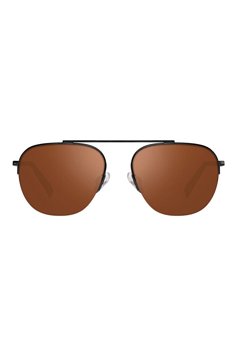 Annika Polarized Aviator Sunglasses, Main, color, SATIN BLACK