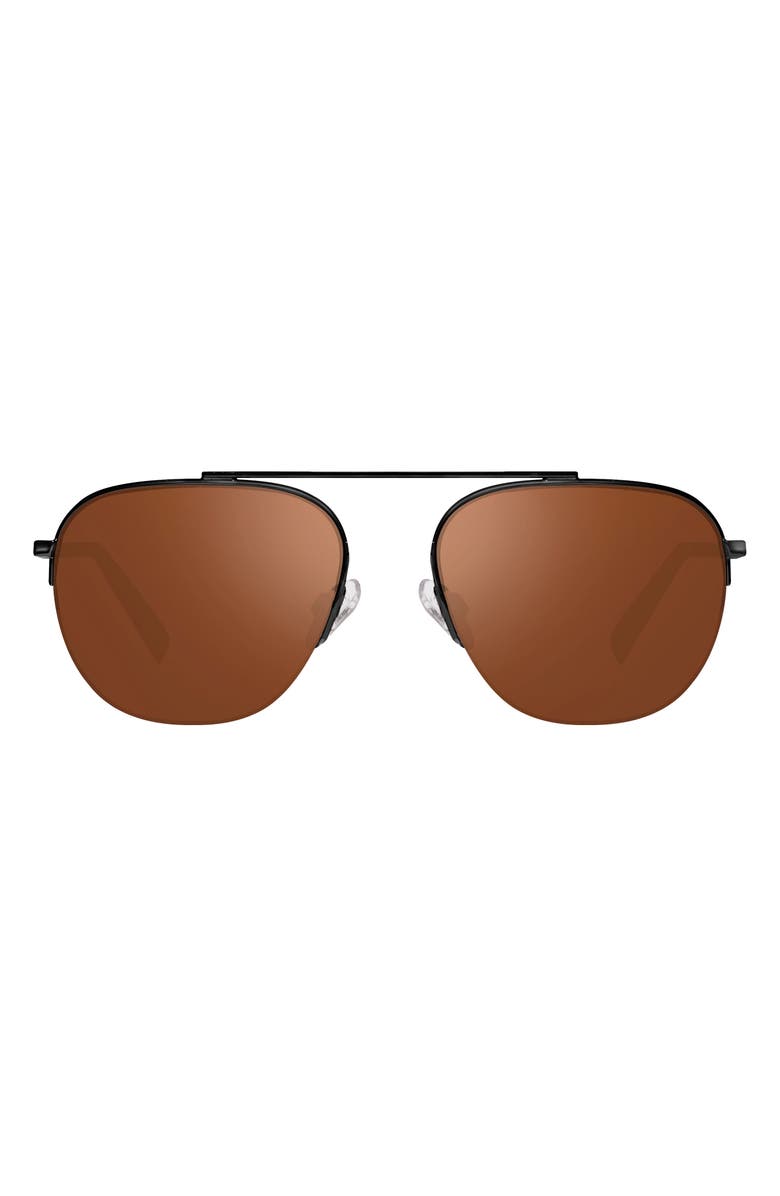 Revo Annika Polarized Aviator Sunglasses, Main, color, Satin Black