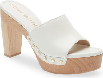 Stuart Weitzman Imitation Pearl Clog 85 Sandal (Women
