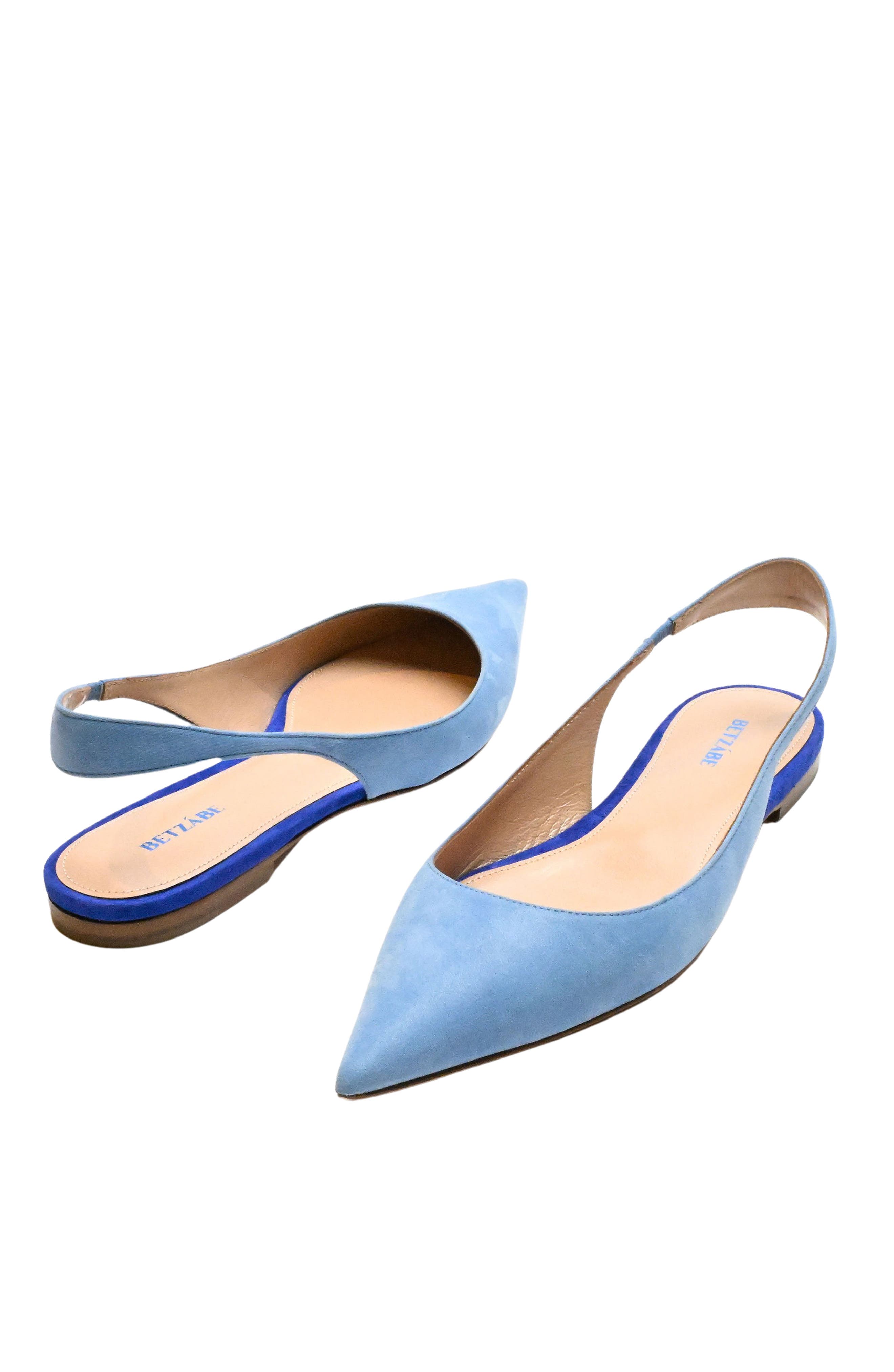 BETZÁBE Ana Pointed Toe Slingback Flat, Alternate, color, Sky Suede Blue Detail