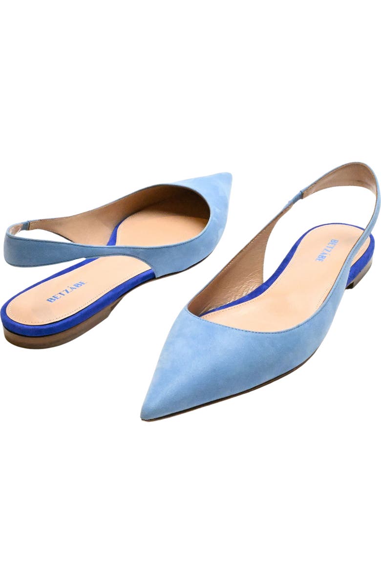 BETZÁBE Ana Pointed Toe Slingback Flat, Alternate, color, Sky Suede Blue Detail
