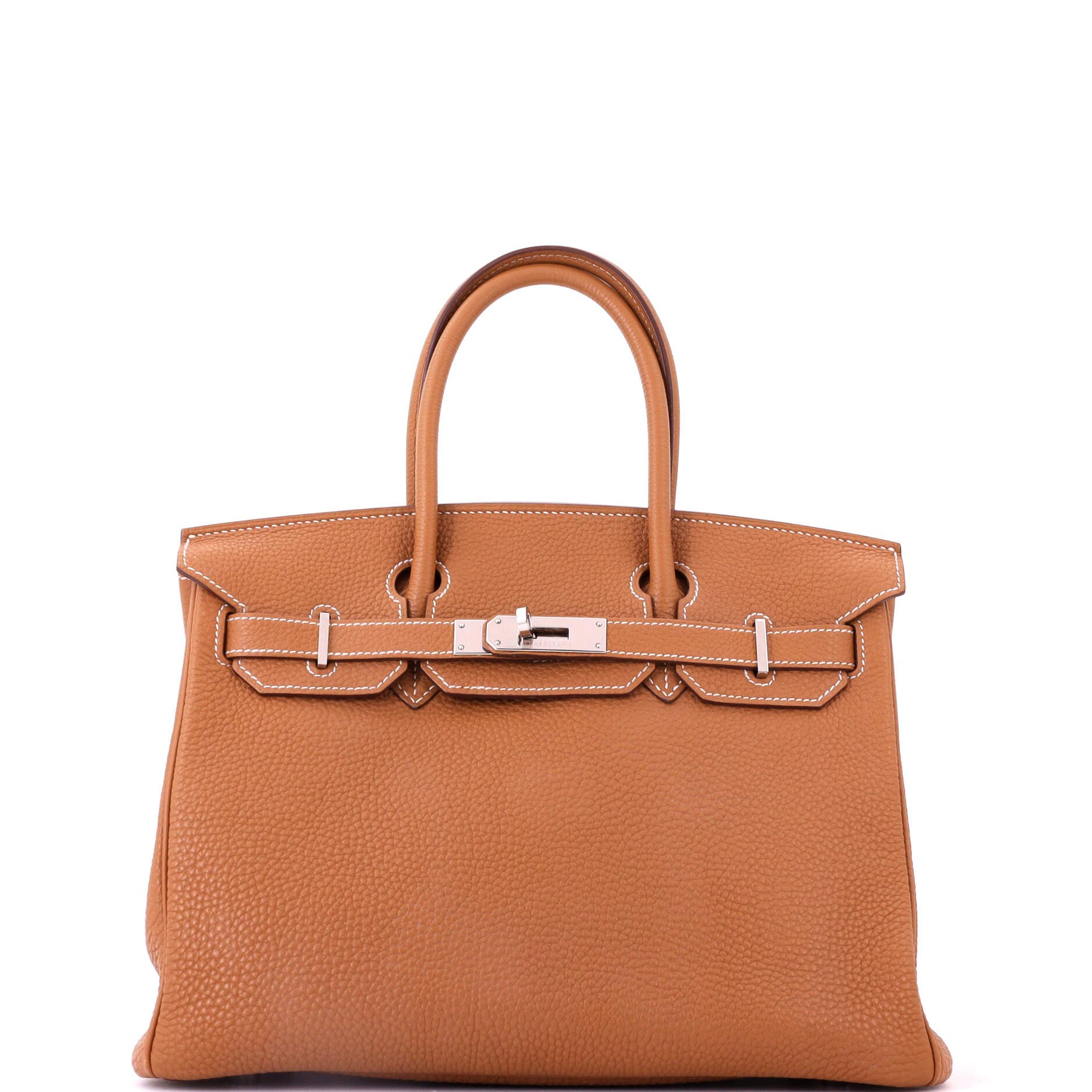 Birkin Handbag Brown Togo with Palladium Hardware 30, Main, color, Gold