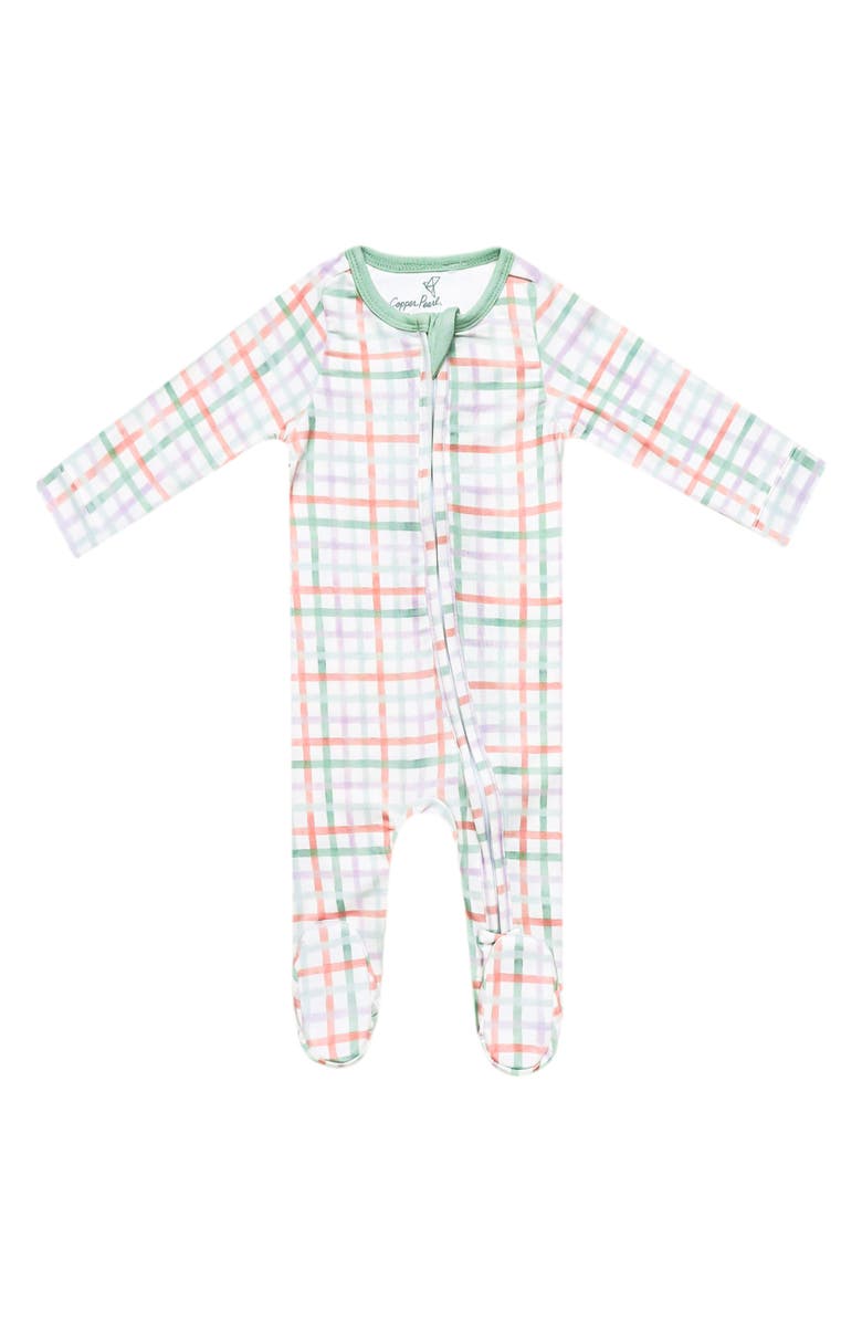 Copper Pearl Madelyn Zip-Up Footie Pajamas, Main, color, Madelyn
