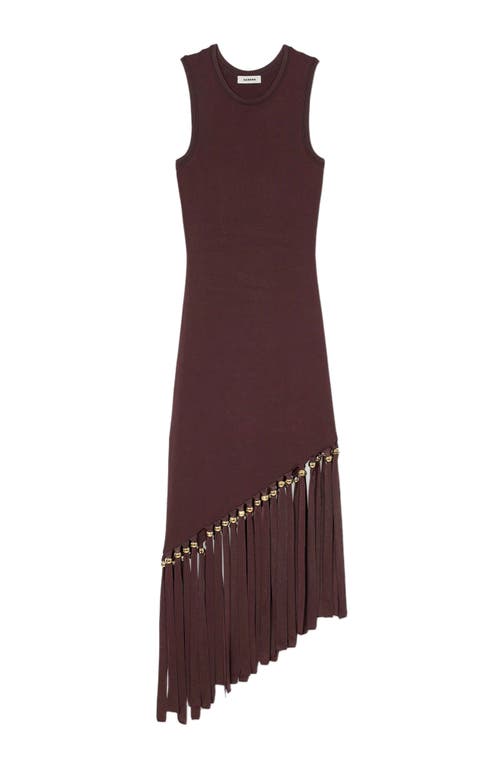Sandro Fringed And Beaded Maxi Dress In Brown