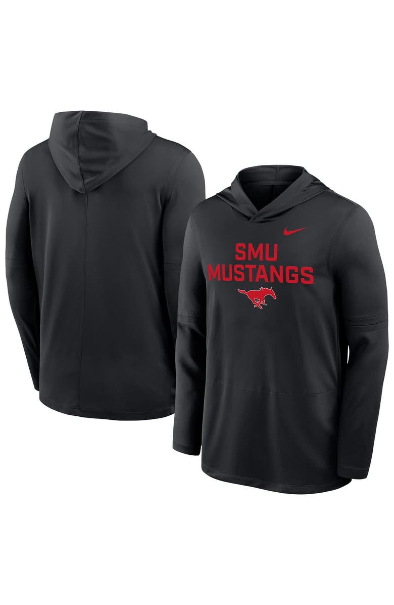 Nike Men's Nike  Black SMU Mustangs Sideline Dri-FIT Lightweight Hooded Top, Main, color, 