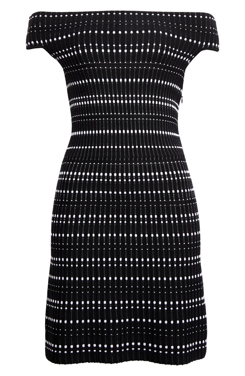 McQueen Off the Shoulder Jacquard Sweater Dress, Alternate, color, 