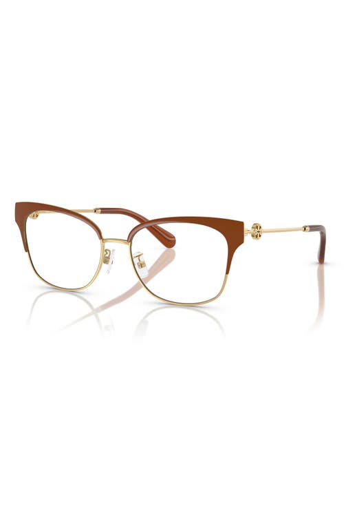 Tory Burch 54mm Cat Eye Optical Glasses In Camel