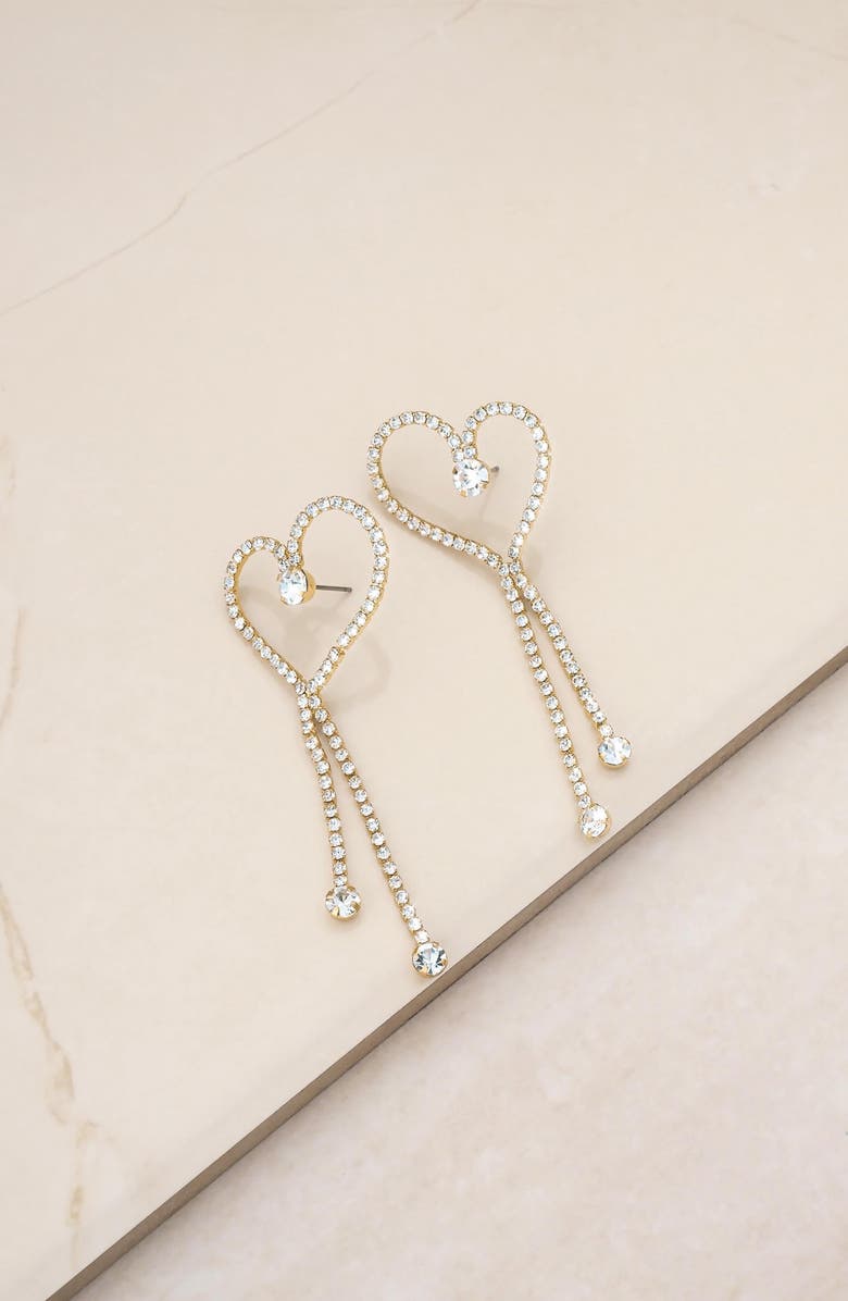 Ettika Crystal Heart Drop Earrings, Alternate, color, 