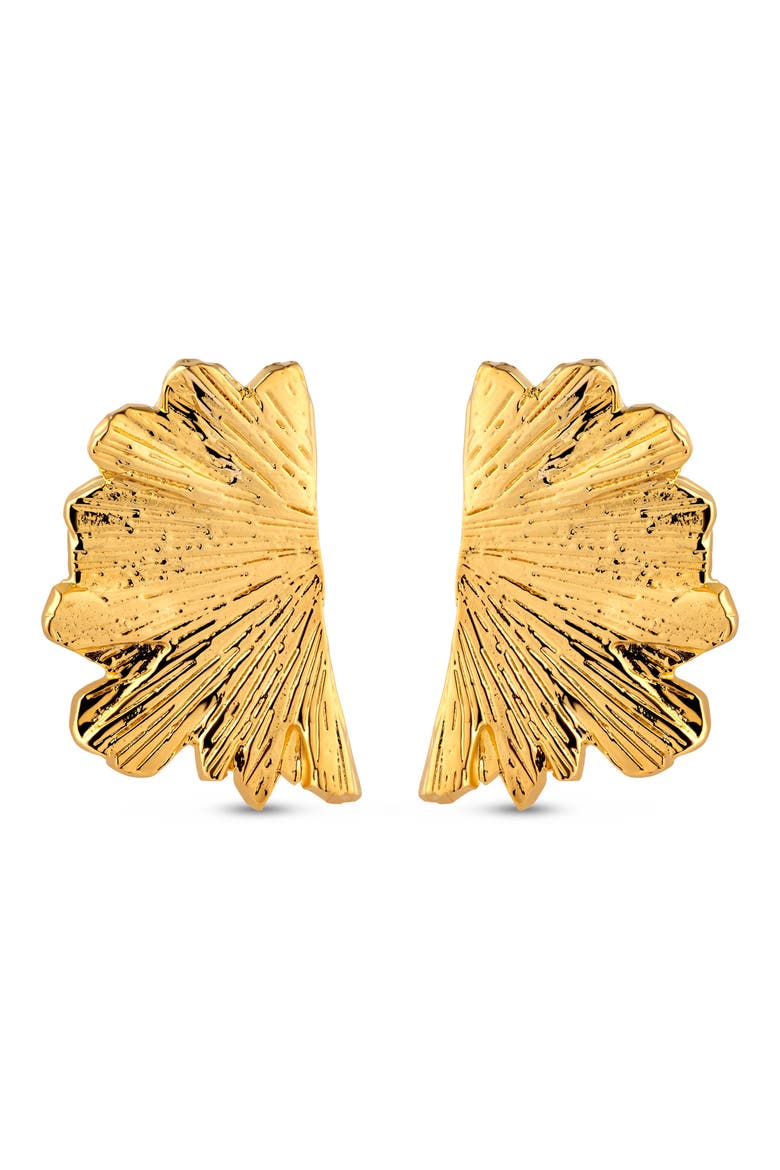 Baby Ginkgo Leaf Earrings, Alternate, color, 14K GOLD