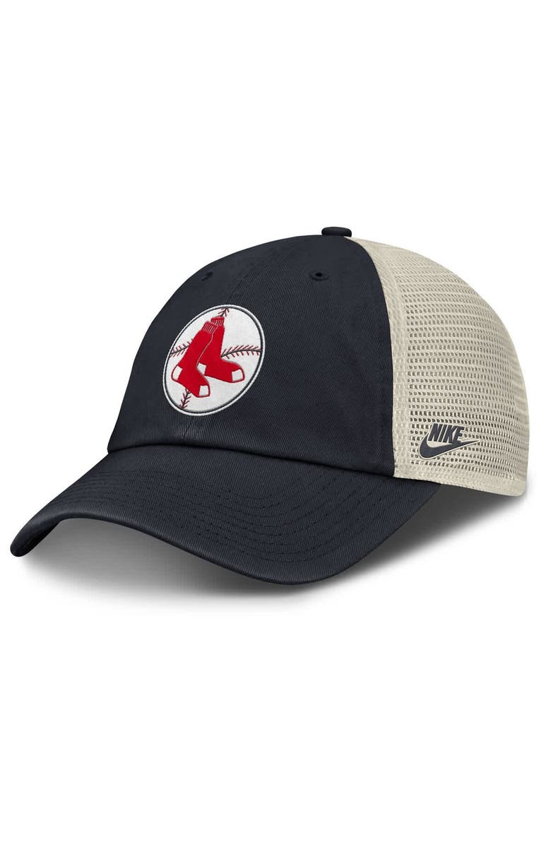 Nike Men's Nike Navy/Natural Boston Red Sox Cooperstown Collection Club Trucker Adjustable Hat, Main, color, 