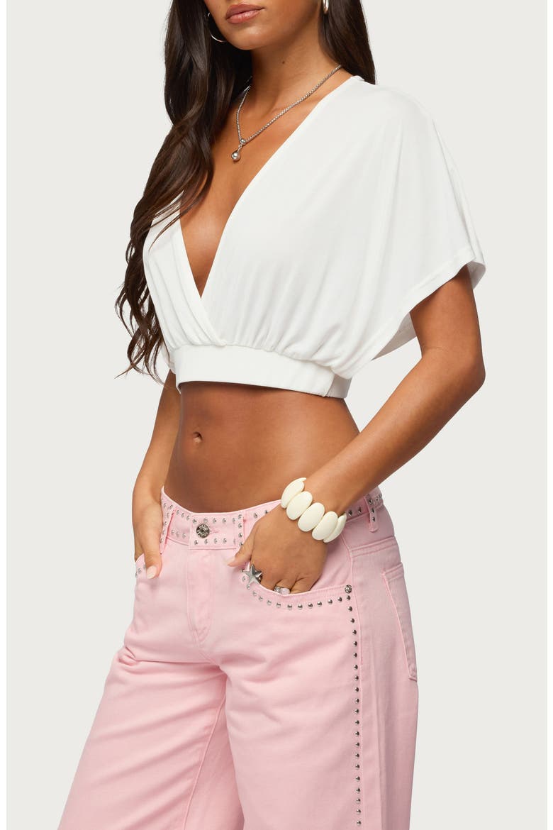 Candela V-Neck Crop Top, Alternate, color, CREAM