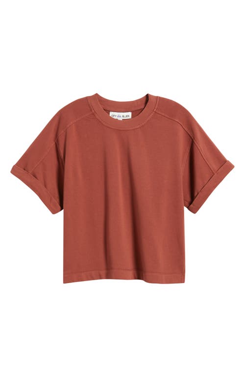 City Blues Brie Boxy Short Sleeve Sweatshirt In Burgundy