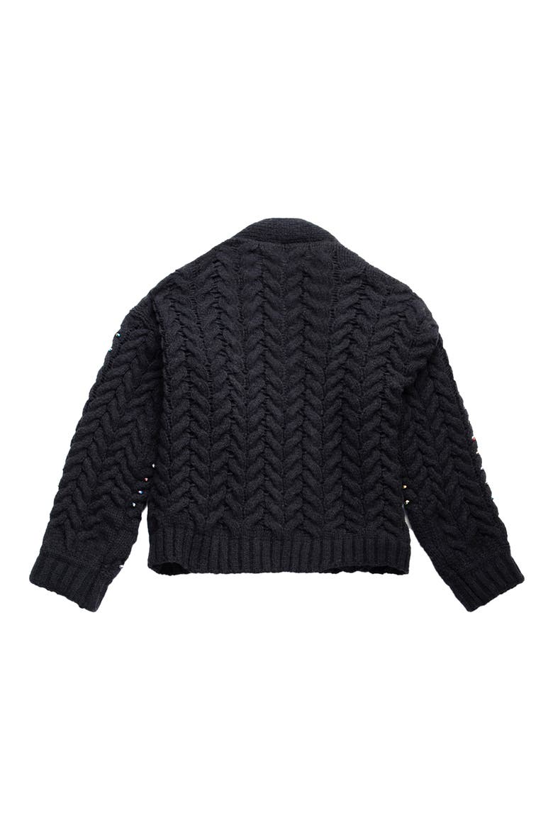 Rhinestone Cable Knit Cardigan, Alternate, color, BLACK
