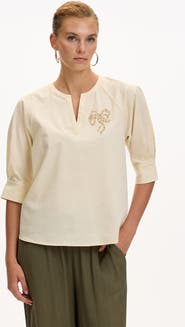 Exquise Katharine V Neck Short Sleeve Blouse