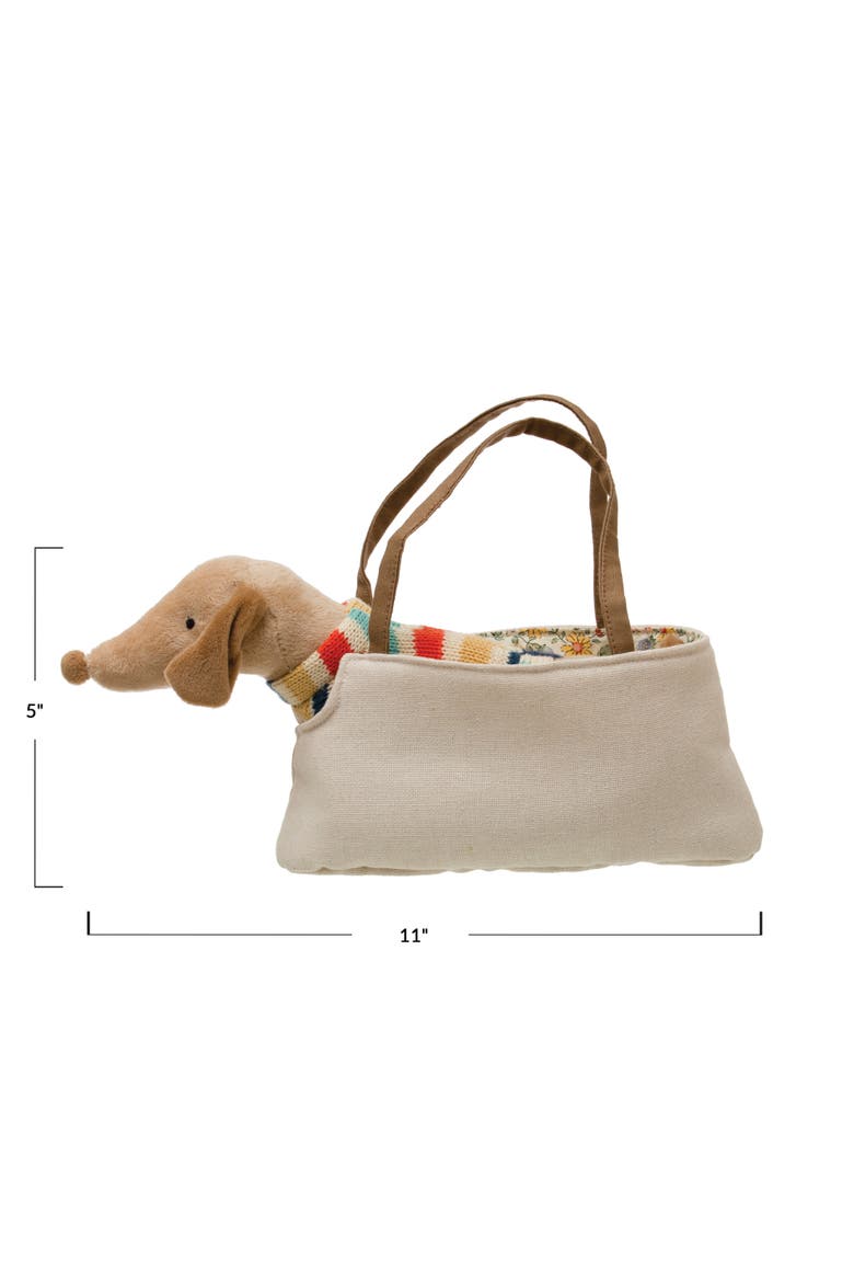 Removable Dachshund in Dog Carrier, Alternate, color, Brown