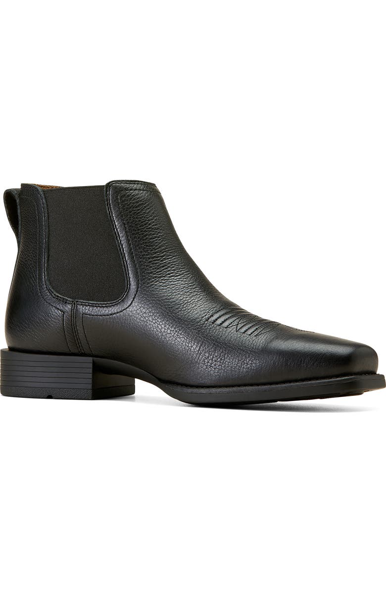 Ariat Booker Ultra Square Toe Western Chelsea Boot, Main, color, Black Deertan