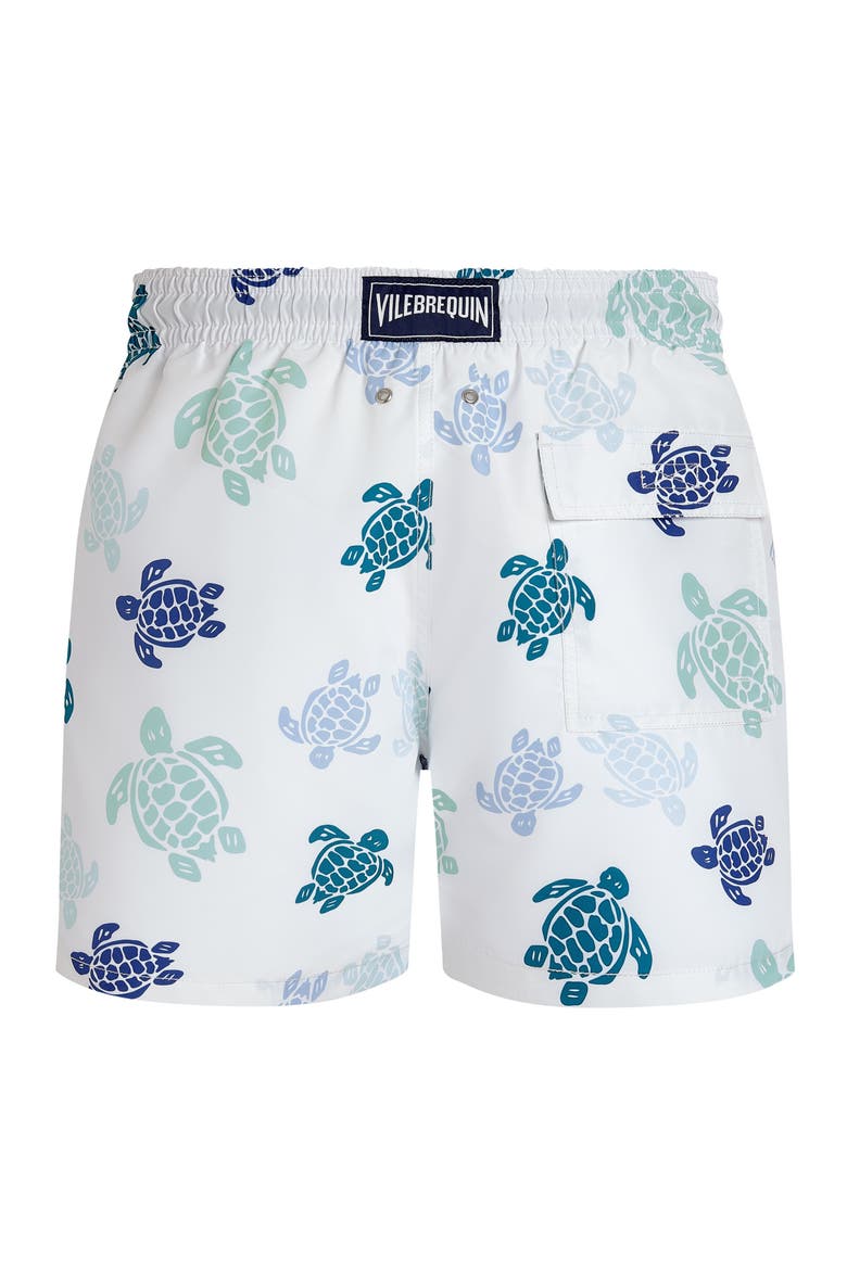 Men Swim Shorts Tortues Multicolores, Alternate, color, White