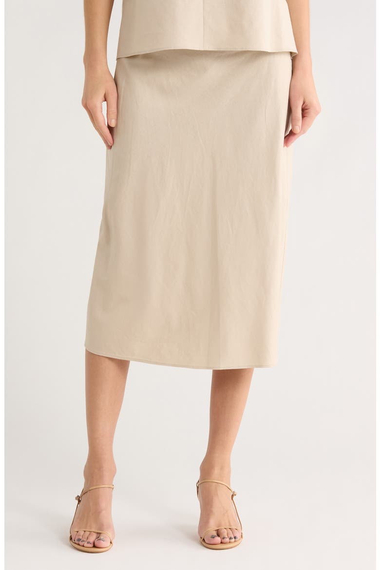 Linen Blend Slip Skirt, Main, color, COBBLESTONE