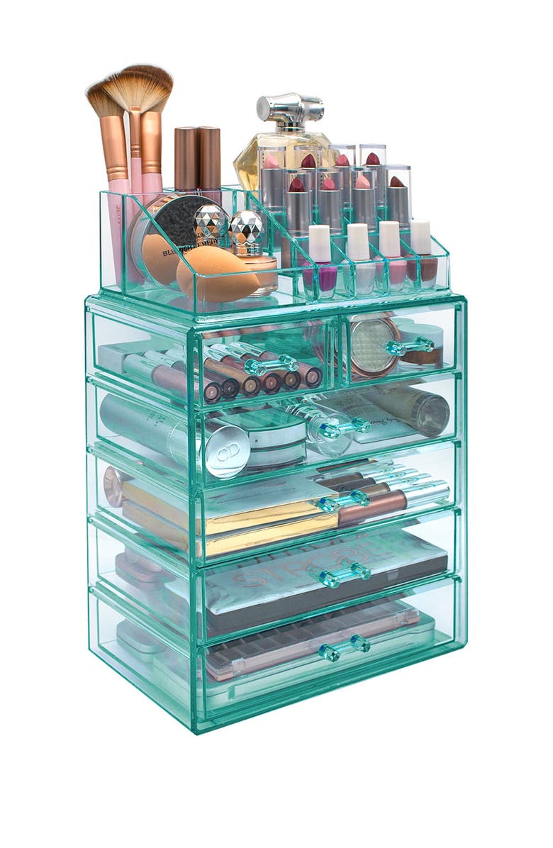 SORBUS Teal Makeup Storage Case, Alternate, color, Teal