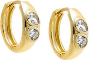 BY ADINA EDEN Bezel Set Double Pear Stone Huggie Earring