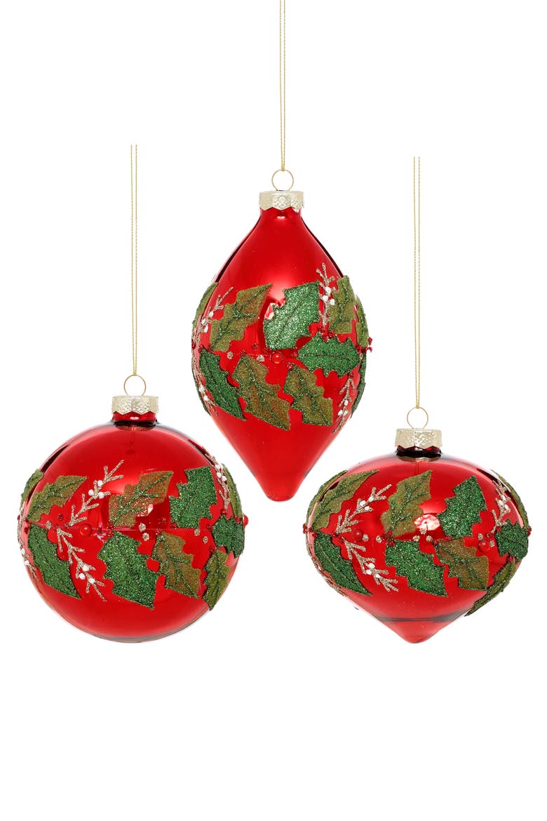 Christmas Hollyleaf Ornament, Box of 6, Main, color, Red