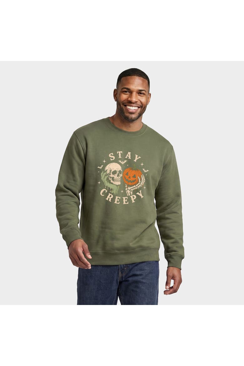 Stay Creepy Sweatshirt, Alternate, color, Military