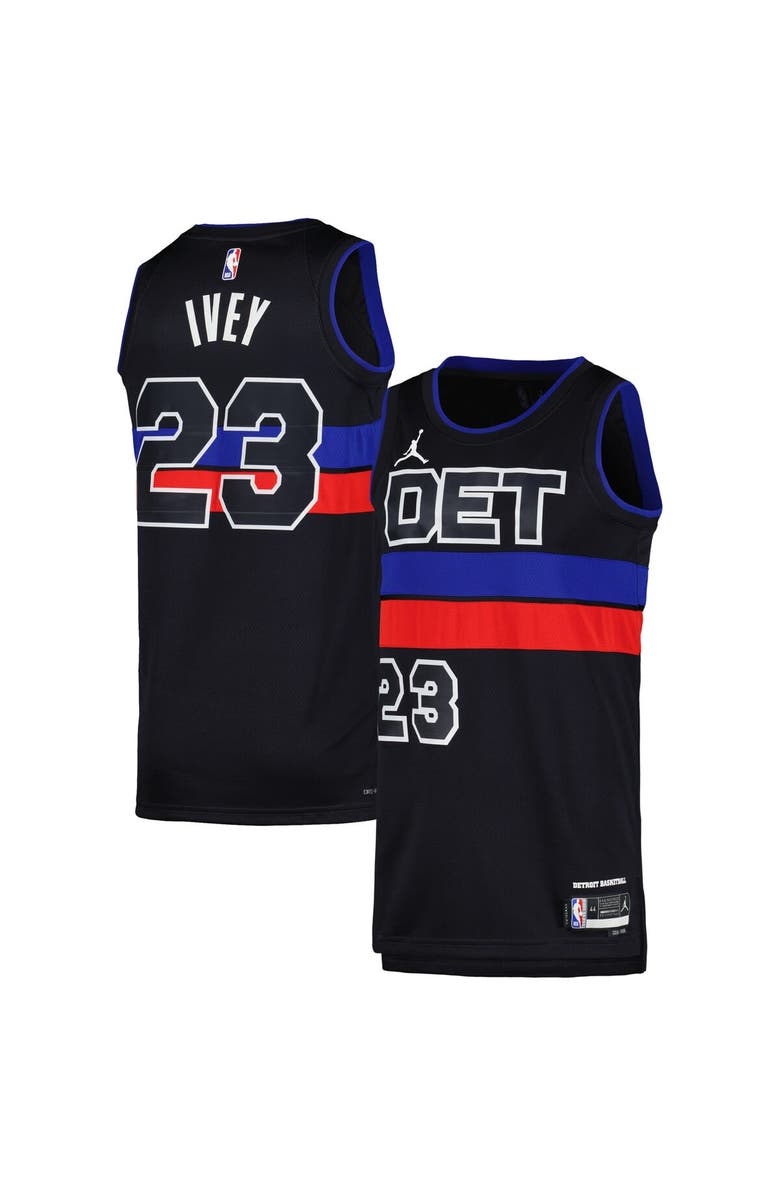 Jordan Brand Unisex Jordan Brand Jaden Ivey Black Detroit Pistons Swingman Jersey - Statement Edition, Main, color, Black