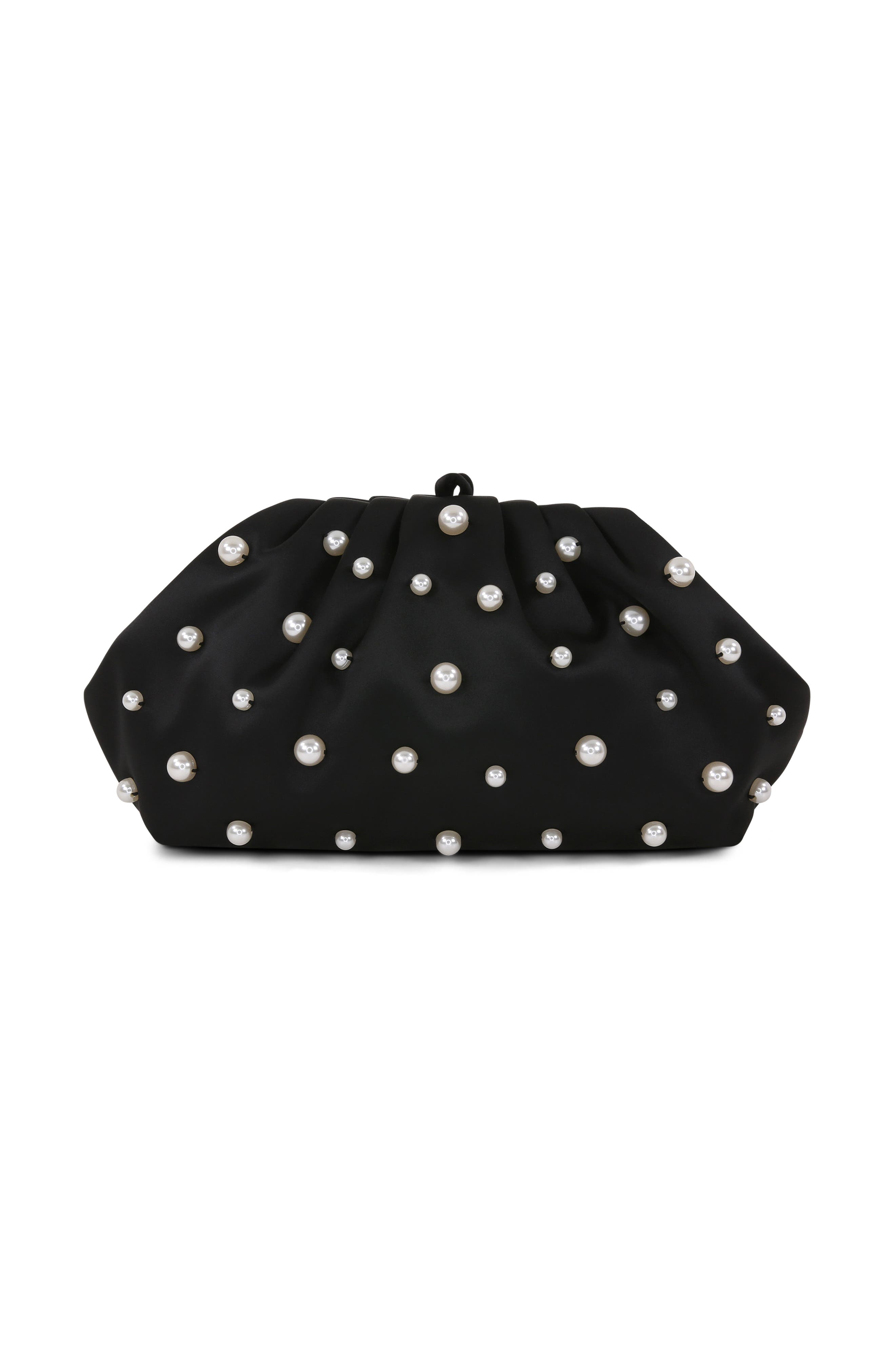 Jewel Badgley Mischka Margot Beaded Pouch Clutch, Main, color, Black