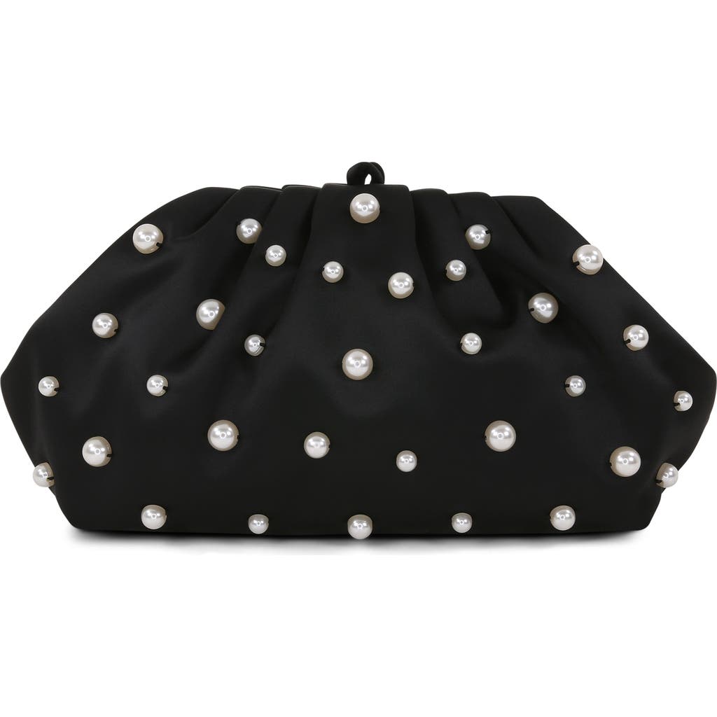 Jewel Badgley Mischka Margot Beaded Pouch Clutch In Black