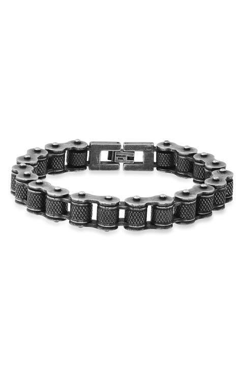 Oxidized Stainless Steel Chain Bracelet