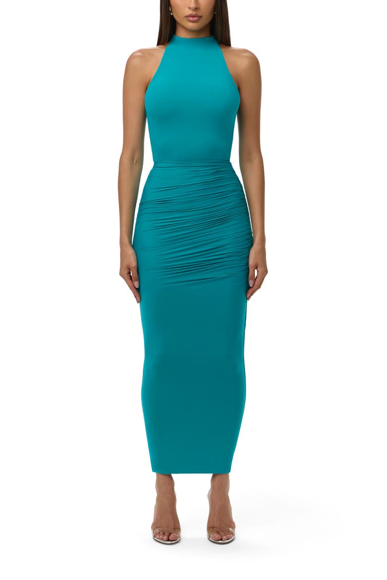 Ruched Maxi Skirt, Alternate, color, AQUA