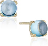 House of Frosted Blue Topaz Round Stud Earrings