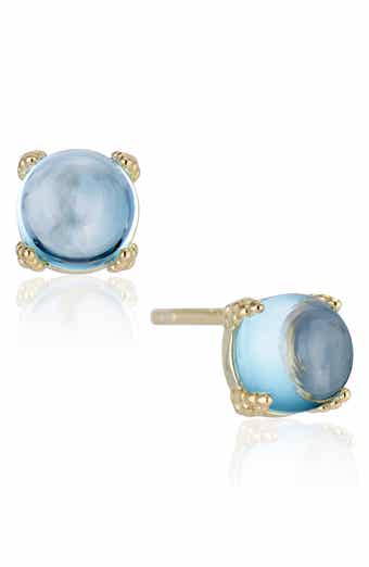 House of Frosted Blue Topaz Round Stud Earrings