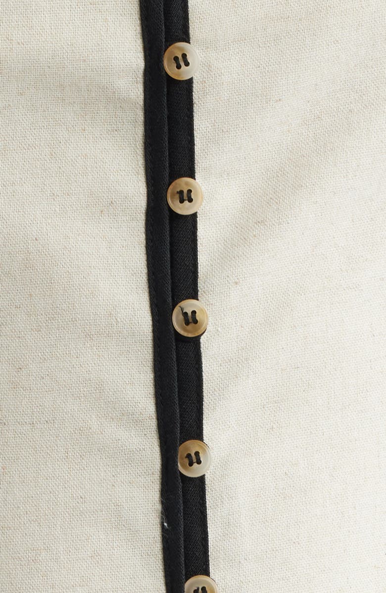 ZOE AND CLAIRE Contrast Piping Square Neck Button-Up Midi Dress, Alternate, color, Natural