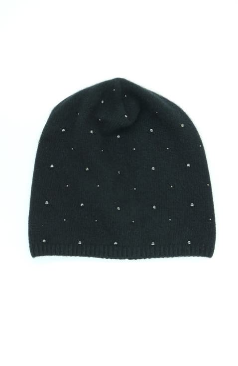Cashmre slouchy hat with studs
