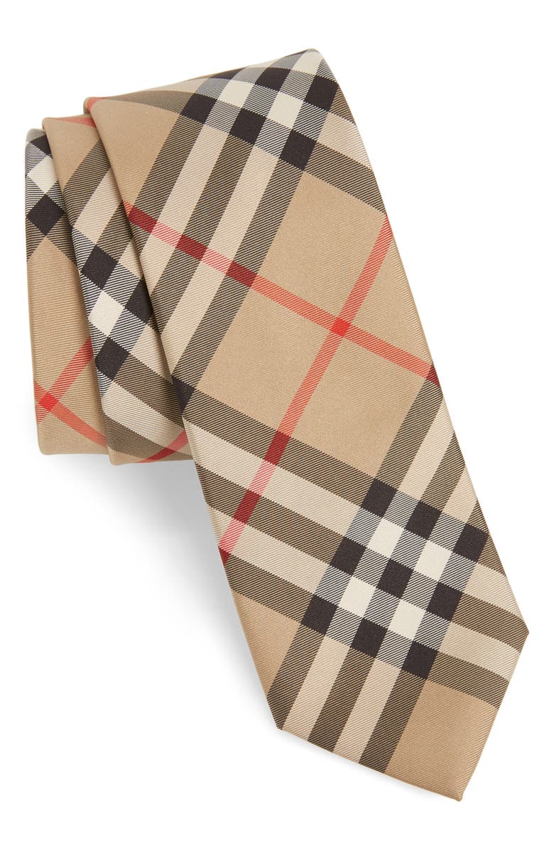 Burberry Manston Check Silk Tie, Main, color, Archive Beige
