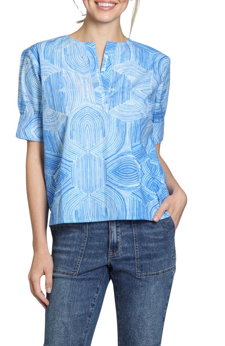 APNY Print Short Sleeve Top, Main, color, Blue/ White