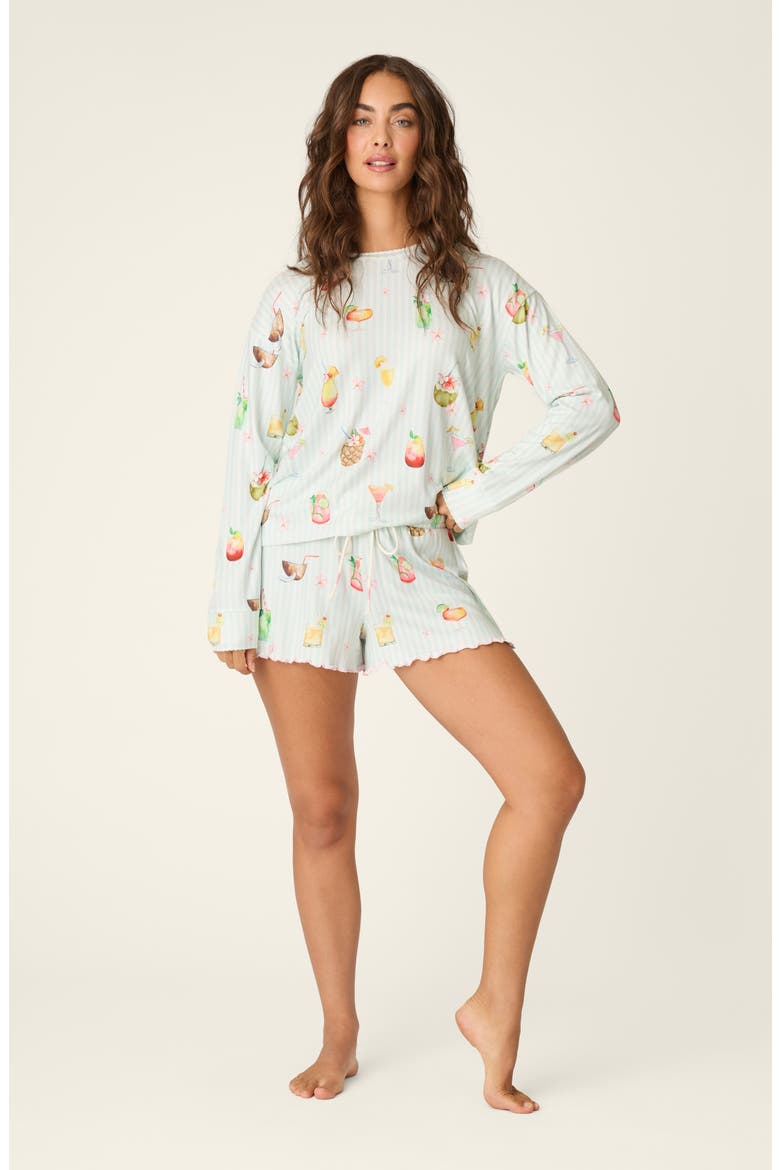 It's 5 Somewhere Print Long Sleeve Pajama Top, Alternate, color, LIGHT AQUA
