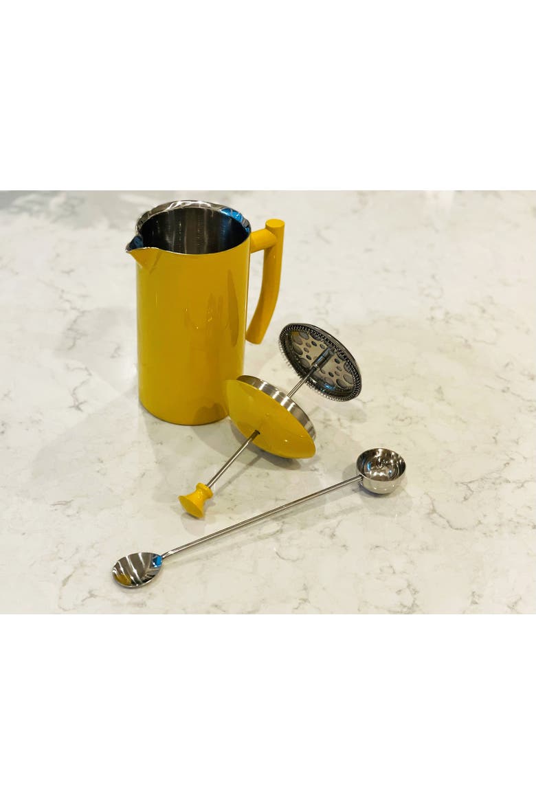Double-Walled Stainless Steel French Press Coffee Maker, 34 fl oz, Alternate, color, Snow White