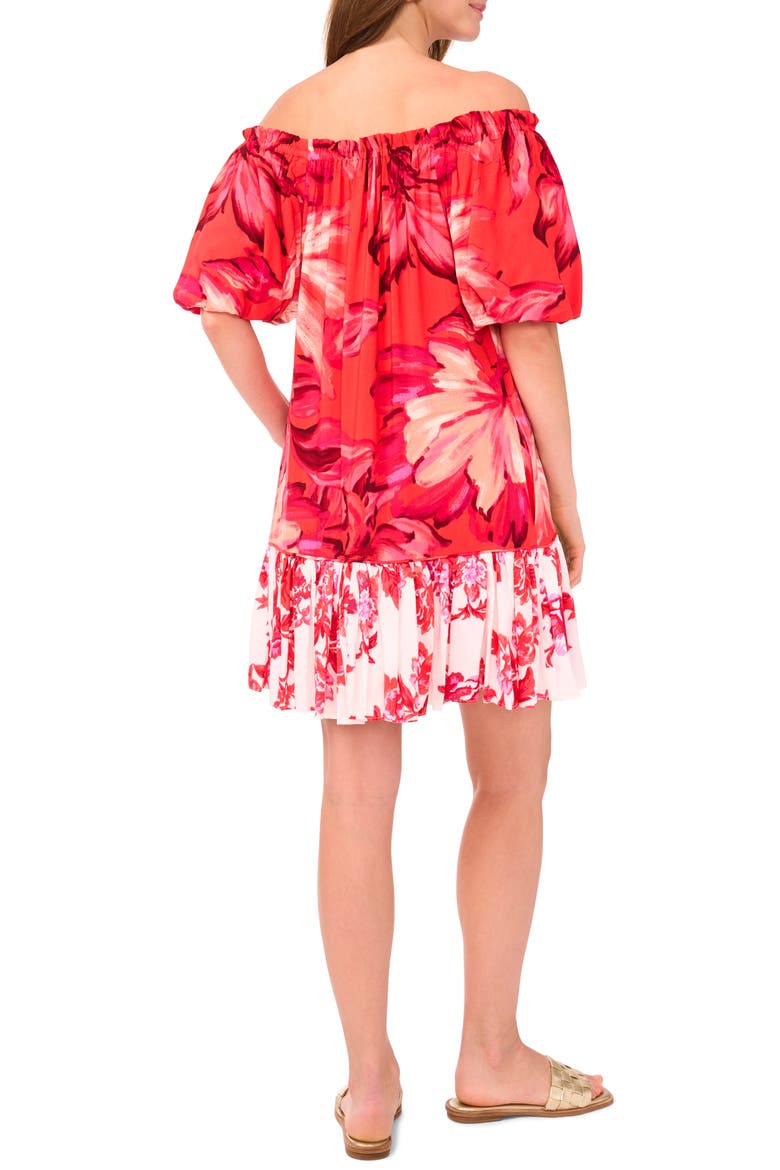 Floral Off the Shoulder Minidress, Alternate, color, POPPY