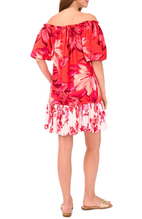 Vince Camuto Floral Off The Shoulder Minidress In Poppy